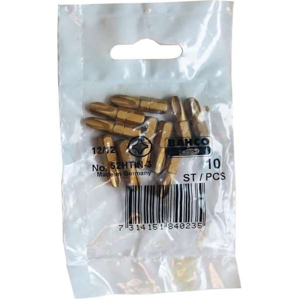 BAHCO PH3 titaan schroefbit Phillips 52HTIN-3, 10 stuks BAHCO PH3 titaan schroefbit Phillips 52HTIN-3, 10 stuks