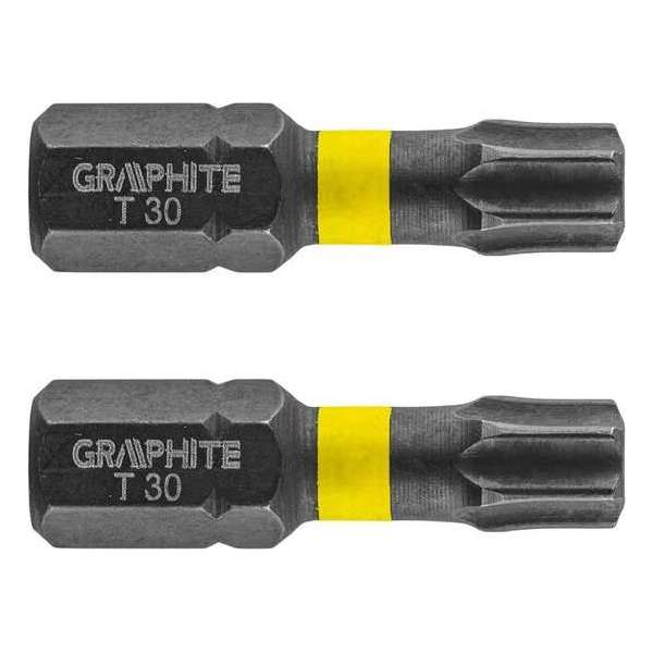 GRAPHITE Bit IMPACT TX 30 x 25 mm, S2 Staal Full Fit Kop, 2 stuks GRAPHITE Bit IMPACT TX 30 x 25 mm, S2 Staal Full Fit Kop, 2 stuks