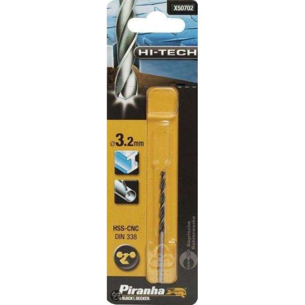 Piranha HI-TECH metaalboor 3,2mm X50702 Piranha HI-TECH metaalboor 3,2mm X50702