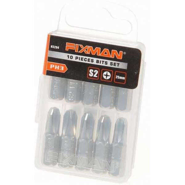 Fixman Bitset 1/4" PH 3 x 25mm blister van 10 bits Fixman Bitset 1/4" PH 3 x 25mm blister van 10 bits