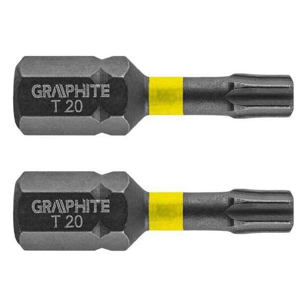 GRAPHITE Bit IMPACT TX 20 x 25 mm, S2 Staal Full Fit Kop, 2 stuks GRAPHITE Bit IMPACT TX 20 x 25 mm, S2 Staal Full Fit Kop, 2 stuks