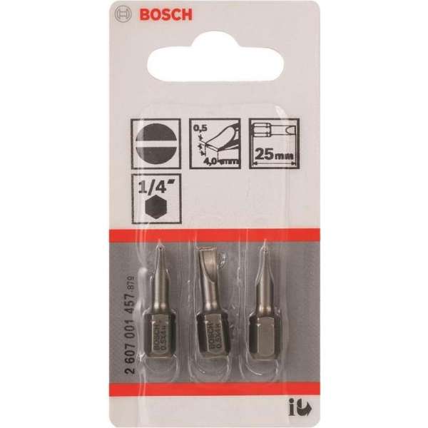 Bosch - Bit extra-hard S 0,5x4,0, 25 mm - 3 stuks Bosch - Bit extra-hard S 0,5x4,0, 25 mm - 3 stuks