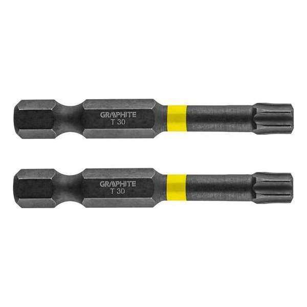 GRAPHITE Bit IMPACT TX 30 x 50 mm, S2 Staal Full Fit Kop, 2 stuks GRAPHITE Bit IMPACT TX 30 x 50 mm, S2 Staal Full Fit Kop, 2 stuks