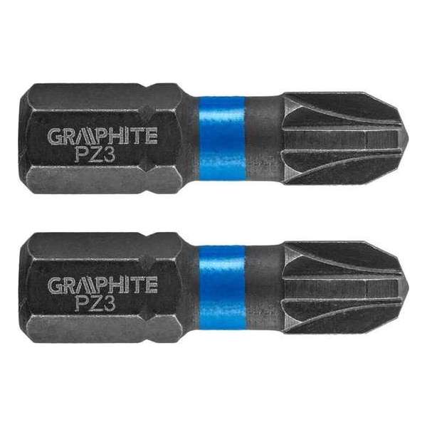 GRAPHITE Bit IMPACT PZ 3 x 25 mm, S2 Staal Full Fit Kop, 2 stuks GRAPHITE Bit IMPACT PZ 3 x 25 mm, S2 Staal Full Fit Kop, 2 stuks