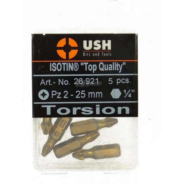 USH Isotin Top Quality Bits, Torx 25, 1/4 inch, 25mm, 2 stuks, (27125) USH Isotin Top Quality Bits, Torx 25, 1/4 inch, 25mm, 2 stuks, (27125)