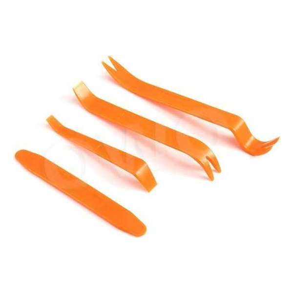 OWO - auto interieur demontage ontmanteling opener set plastic kunststof 4 delig oranje OWO - auto interieur demontage ontmanteling opener set plastic kunststof 4 delig oranje