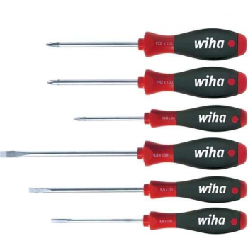 Wiha 302 HK6 01 SoftFinish sleufkop/ Phillips/ Pozidriv-Schroevendraaierset - 6 delig