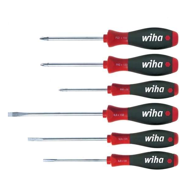 Wiha 302 HK6 01 SoftFinish sleufkop/ Phillips/ Pozidriv-Schroevendraaierset - 6 delig Wiha 302 HK6 01 SoftFinish sleufkop/ Phillips/ Pozidriv-Schroevendraaierset - 6 delig