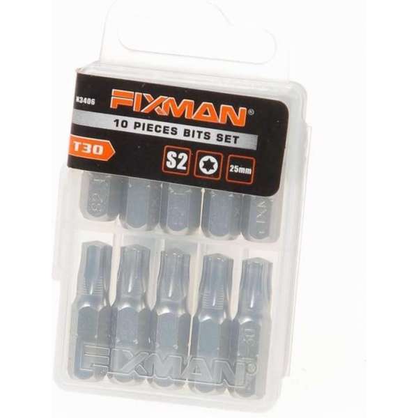 Fixman Bitset 1/4" tx30 x 25mm blister van 10 bits Fixman Bitset 1/4" tx30 x 25mm blister van 10 bits
