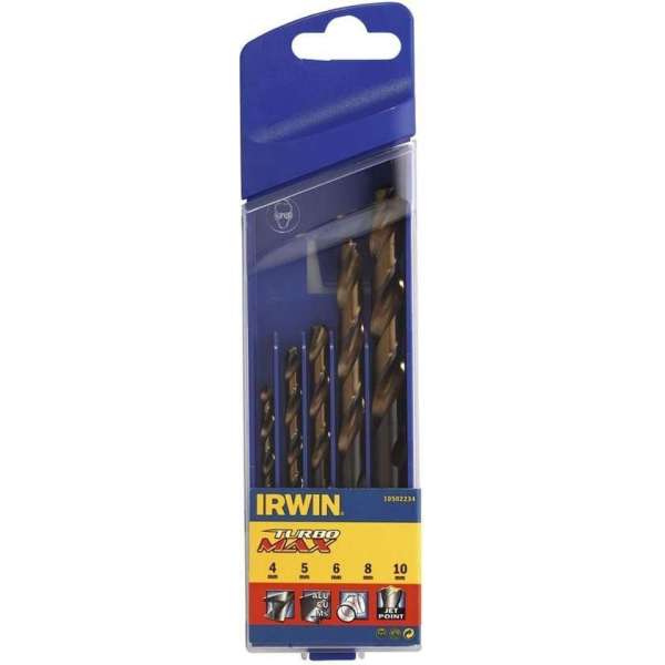 Irwin HSS Turbomax borenset 5-delig 4/5/6/8/10 mm 10502234 Irwin HSS Turbomax borenset 5-delig 4/5/6/8/10 mm 10502234