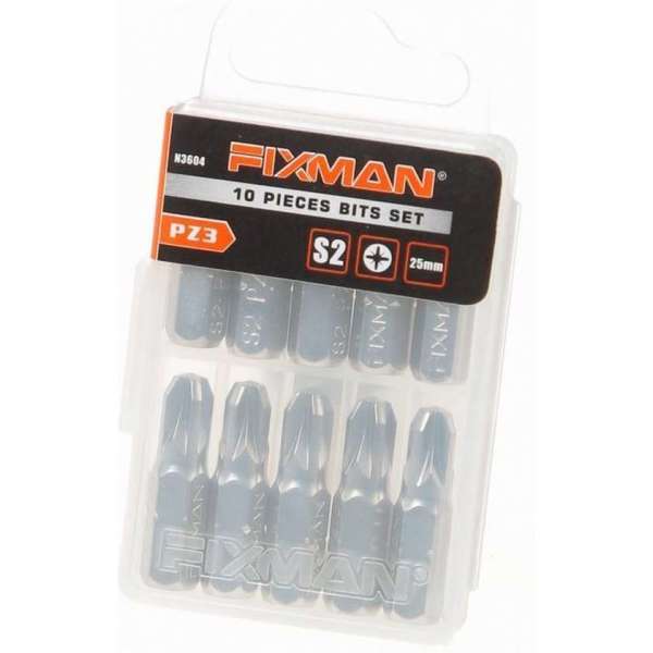 Fixman Bitset 1/4" PZ 3 x 25mm blister van 10 bits Fixman Bitset 1/4" PZ 3 x 25mm blister van 10 bits