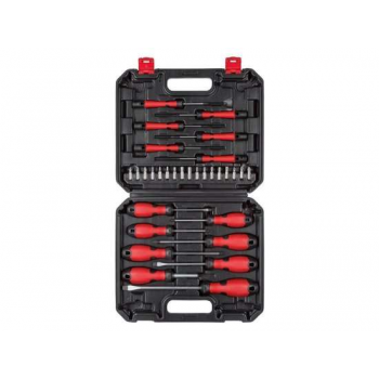 Parkside Schroevendraaierset - Gemaakt van hoogwaardig Cr-V, S2 en 40Cr-staal - Complete 32-delige set met softgrip-grepen