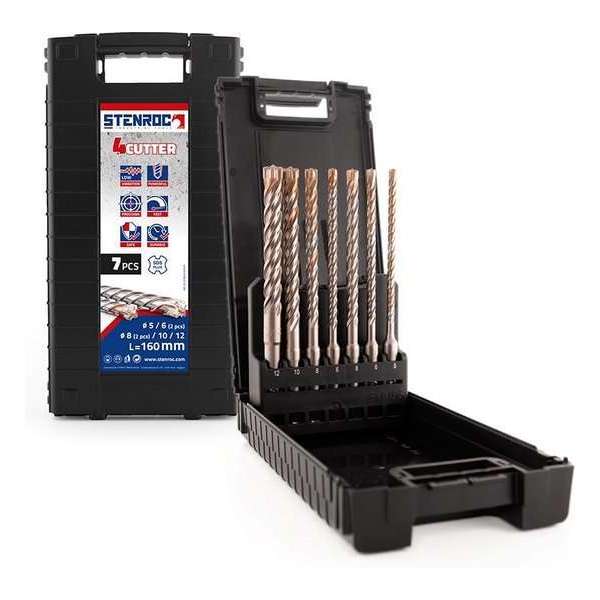 Stenroc SDS-Plus Premium 4-Cutter : 7-DELIGE set 160 mm Stenroc SDS-Plus Premium 4-Cutter : 7-DELIGE set 160 mm