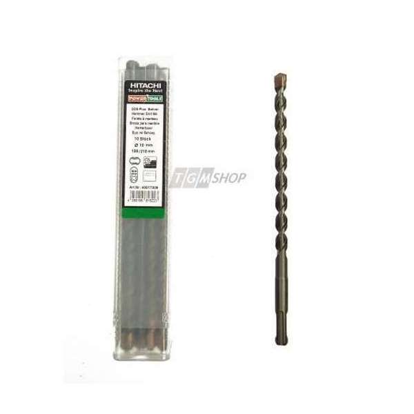 Hitachi Carbide Hammer Drill Bit SDS-Plus, diam. 10 mm 210/150 mm, 2-cutter set of 10 Hitachi Carbide Hammer Drill Bit SDS-Plus, diam. 10 mm 210/150 mm, 2-cutter set of 10