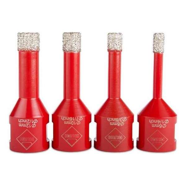 Rubi 50938 4-delige diamantborenset voor droogboren incl. adapter - 6-8-10-12mm Rubi 50938 4-delige diamantborenset voor droogboren incl. adapter - 6-8-10-12mm