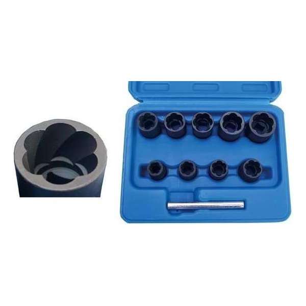 Spiraaldoppen moer en boutverwijderaarset 10 dlg BGS 5266 Spiraaldoppen moer en boutverwijderaarset 10 dlg BGS 5266