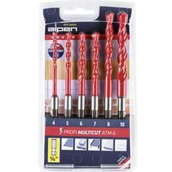 Alpen MultiCut 0000100802100 Carbide Multifunctionele boorset 6-delig 1/4 (6.3 mm) 1 stuk(s) Alpen MultiCut 0000100802100 Carbide Multifunctionele boorset 6-delig 1/4 (6.3 mm) 1 stuk(s)