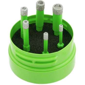 Reca Diamantboor / tegelboor Diadrill keramiek set 6 delig - 5-14 mm - zeskant - met koelwas