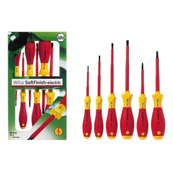 Wiha - Softfinish Electric Sleufkop + Pozidriv-Schroevendraaierset- 6-Delig Wiha - Softfinish Electric Sleufkop + Pozidriv-Schroevendraaierset- 6-Delig