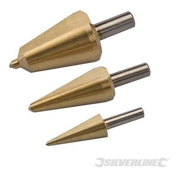 Silverline 3-delige titanium geplateerde HSS plaatboor set Silverline 3-delige titanium geplateerde HSS plaatboor set