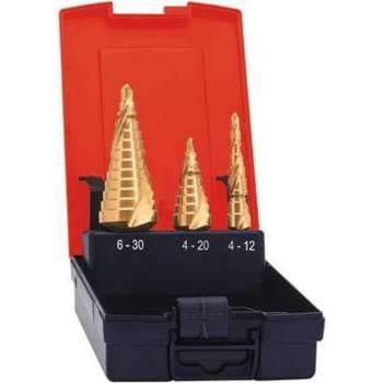 Universele trapborenset spiraalgegroefd HSS TiN-gecoat 4-30mm