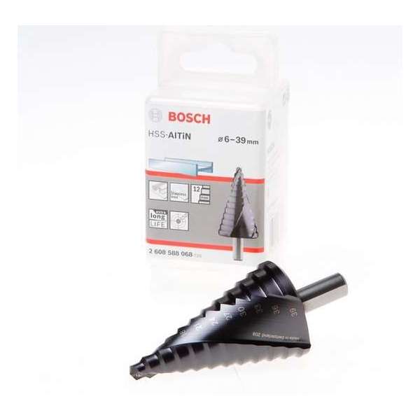 Bosch Trappenboren HSS-AlTiN - 12 trappen - 6-39 mm Bosch Trappenboren HSS-AlTiN - 12 trappen - 6-39 mm
