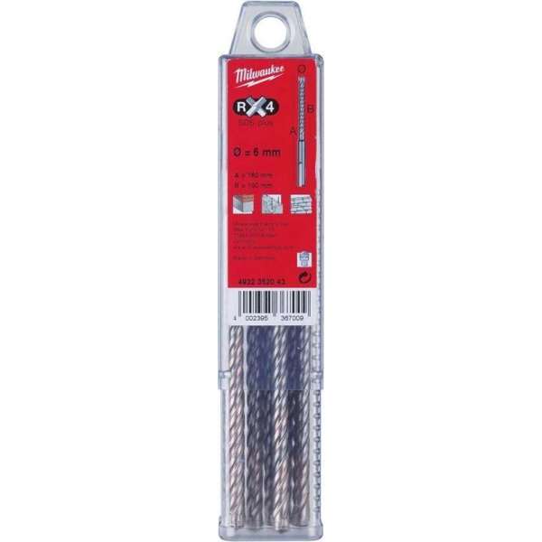 Milwaukee 4932352044 RX4 SDS-Plus Betonboor - 4 snijvlakken - 7 x 100 x 160mm (10st) Milwaukee 4932352044 RX4 SDS-Plus Betonboor - 4 snijvlakken - 7 x 100 x 160mm (10st)