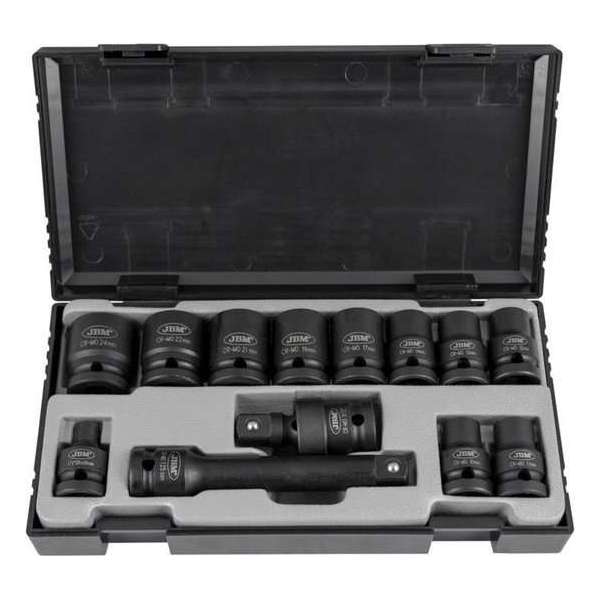 JBM Tools | Set van inbus slagkoppen 1/2" + adaptor. 16-delig JBM Tools | Set van inbus slagkoppen 1/2" + adaptor. 16-delig