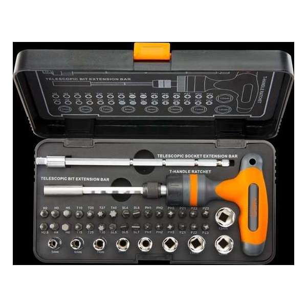 NEO bitset 42 dlg, 1/4 aansluiting s2 staal NEO bitset 42 dlg, 1/4 aansluiting s2 staal