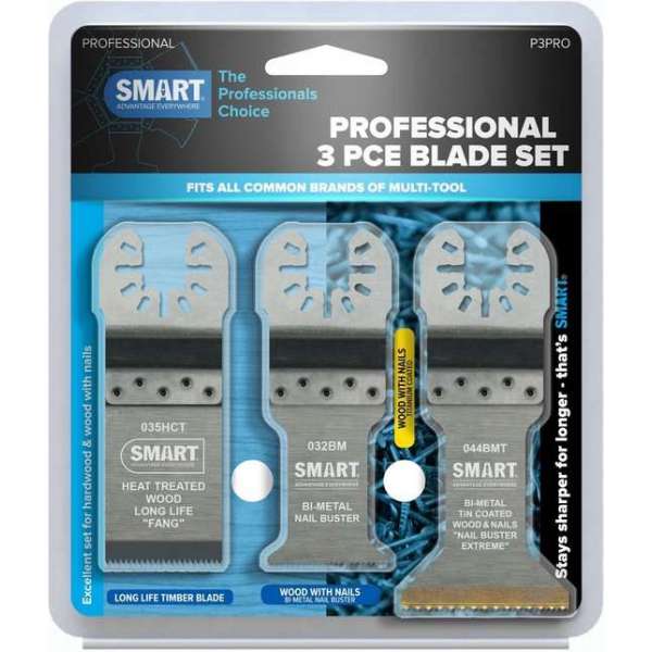 SMART Blades PRO Multitool Zaagbladen Set - Hout/Kunststof/Non-Ferrometaal - 3-Delig SMART Blades PRO Multitool Zaagbladen Set - Hout/Kunststof/Non-Ferrometaal - 3-Delig