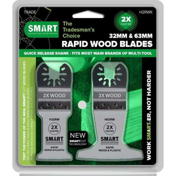 SMART Blades RapidWood Multitool Zaagbladen Set - 32mm + 63mm SMART Blades RapidWood Multitool Zaagbladen Set - 32mm + 63mm