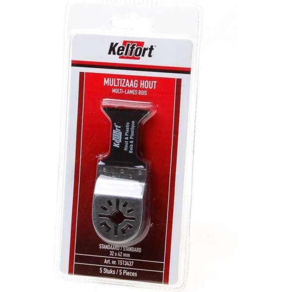 Kelfort Multizaag hout standaard tand 32 x 42mm blister van 5 zaagjes Kelfort Multizaag hout standaard tand 32 x 42mm blister van 5 zaagjes