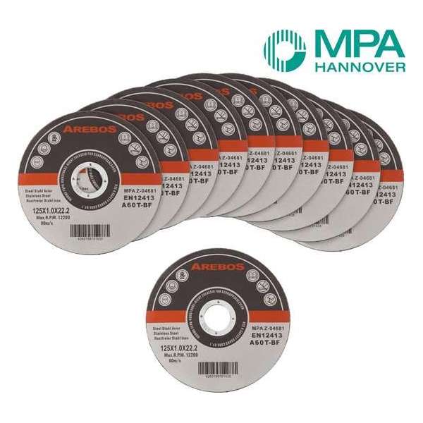 AREBOS 50 x Slijpschijven 125 mm x 1 mm x 22,23 mm AREBOS 50 x Slijpschijven 125 mm x 1 mm x 22,23 mm