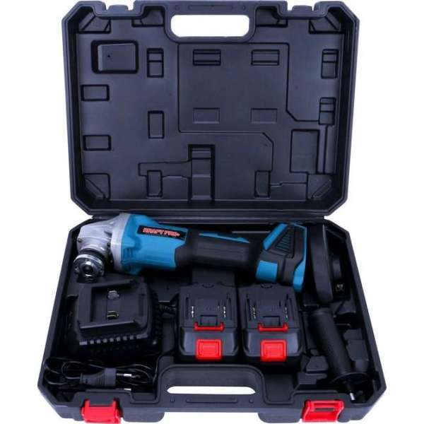 Kraft Pro+ - Haakse Slijper Flex Dubbele Accu 3 standen - Slijptol - 125 mm - 2 Accu's 36 V 4.0 Ah. Kraft Pro+ - Haakse Slijper Flex Dubbele Accu 3 standen - Slijptol - 125 mm - 2 Accu's 36 V 4.0 Ah.