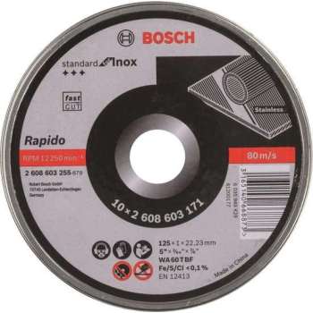 Bosch Doorslijpschijf recht Standard for Inox - Rapido 125mm - 10stuks