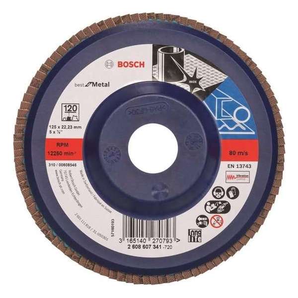 Bosch - Lamellenschuurschijf 125 mm, 22,23 mm, 120 Bosch - Lamellenschuurschijf 125 mm, 22,23 mm, 120