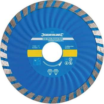 Silverline Diamant Turbo Wave Snijschijf - Doorslijpschijf - 115 mm. - Asgat 22,23 mm, Gesloten Velg