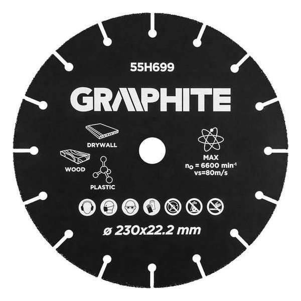 Graphite Carbide Multi Slijpschijf voor hout, kunststof, gips, ect. 230mm Graphite Carbide Multi Slijpschijf voor hout, kunststof, gips, ect. 230mm