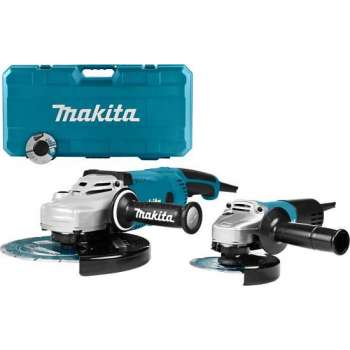 Makita DK0054X1 Haakse slijper combiset (GA9020R / 9558NB) + 2 diamantschijven in koffer - 2200W / 840W - 230 x 125mm