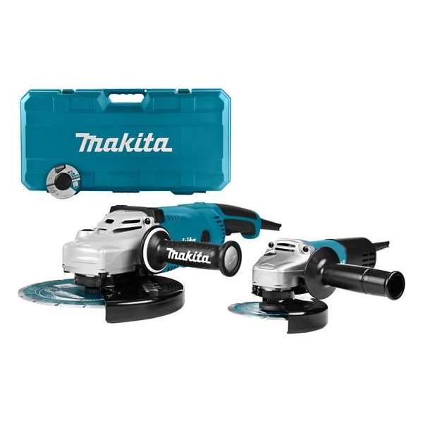 Makita DK0054X1 Haakse slijper combiset (GA9020R / 9558NB) + 2 diamantschijven in koffer - 2200W / 840W - 230 x 125mm