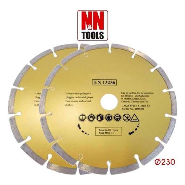 N&N Tools Diamantdoorslijpschijf Professional Multi Pack - 2 x 230 mm | Wet & Dry N&N Tools Diamantdoorslijpschijf Professional Multi Pack - 2 x 230 mm | Wet & Dry