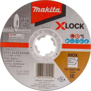 Makita E-00418 Doorslijpschijf X-LOCK 125x22,23x1,2mm RVS