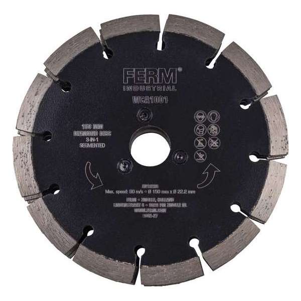 Diamantschijf – 150mm – 3-in-1 – Voor WCM1001P sleuvenfrees/muurfrees Diamantschijf – 150mm – 3-in-1 – Voor WCM1001P sleuvenfrees/muurfrees