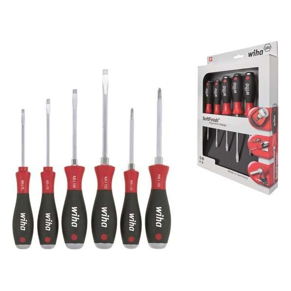 Wiha 530 HK6 6-delige SoftFinish Schroevendraaierset - Sleuf/Philips Wiha 530 HK6 6-delige SoftFinish Schroevendraaierset - Sleuf/Philips