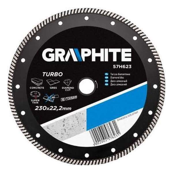 GRAPHITE Diamant Slijpschijf Turbo Super dun, steen, beton, marmer 230 mm 57H623 GRAPHITE Diamant Slijpschijf Turbo Super dun, steen, beton, marmer 230 mm 57H623