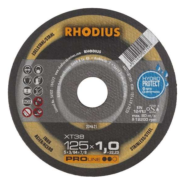 RHOD slijpschijf XT38, doorslijpen, diam schijf 125mm, dikte 1mm RHOD slijpschijf XT38, doorslijpen, diam schijf 125mm, dikte 1mm