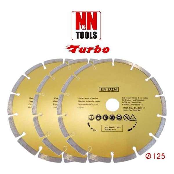 N&N Tools Diamantdoorslijpschijf Professional Multi Pack - 3 x 125 mm | Wet & Dry N&N Tools Diamantdoorslijpschijf Professional Multi Pack - 3 x 125 mm | Wet & Dry
