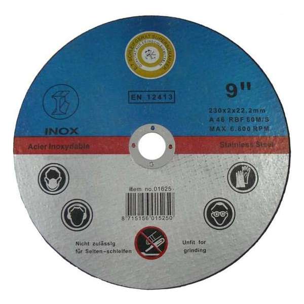 12 x Slijpschijf Metaal 230 x 2 mm INOX 12 x Slijpschijf Metaal 230 x 2 mm INOX