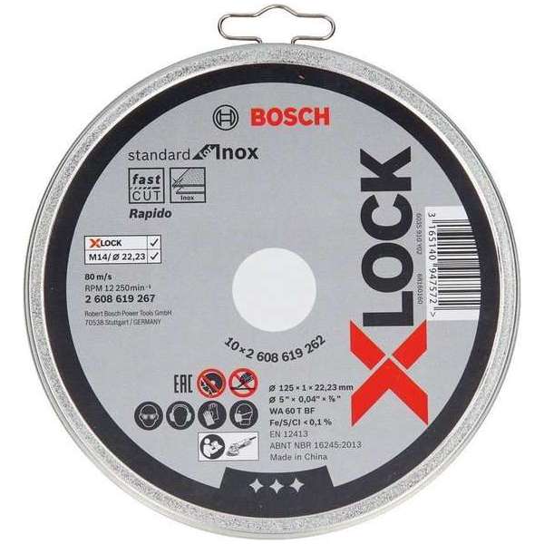 Bosch X-LOCK doorslijpschijf 10x125x1mm Stand. for Inox recht Bosch X-LOCK doorslijpschijf 10x125x1mm Stand. for Inox recht