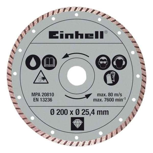 Einhell 4301175 Turbo Diamantdoorslijpschijf - 200 x 25,4 x 2,2mm - tegels Einhell 4301175 Turbo Diamantdoorslijpschijf - 200 x 25,4 x 2,2mm - tegels